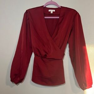 Satin faux wrap shirt